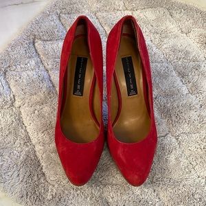 Steven by Steve Madden red stilettos, suede and leather, 4 in heel